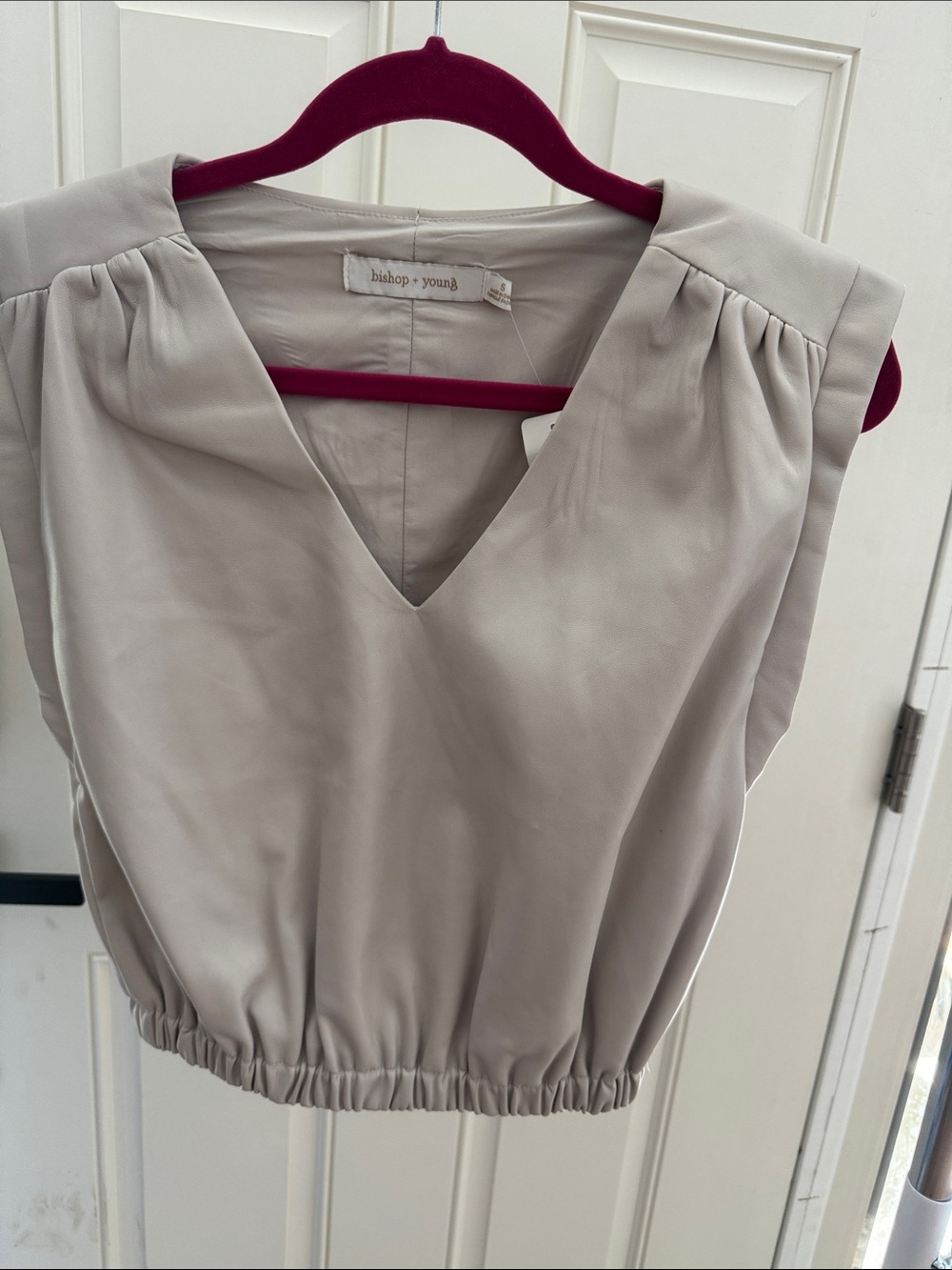 bishop + young Light Taupe V-Neck Sleeveless Blouse